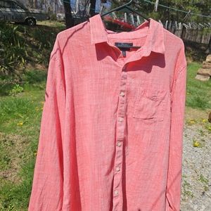 Mens Marc Anthony 2XL Salmon abstract long sleeve button up shirt